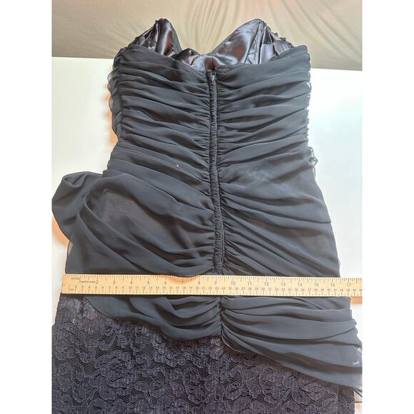 Vintage Lillie Rubin Womens 10 Cocktail Dress Black Strapless Bow Lace Party - Picture 13 of 13